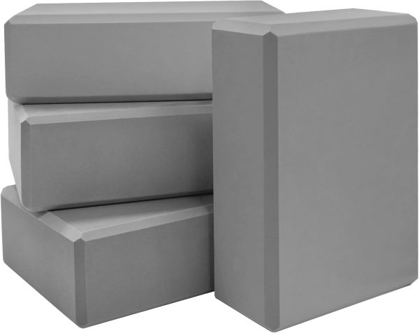 Yoga Blocks 4 Pack - Premium  Foam Bricks for Pilates Workout, Stretching, Meditation - Yoga Brick for Flexibility,  , Spine Strength, Non-slip and Lightweight Exercise Blocks