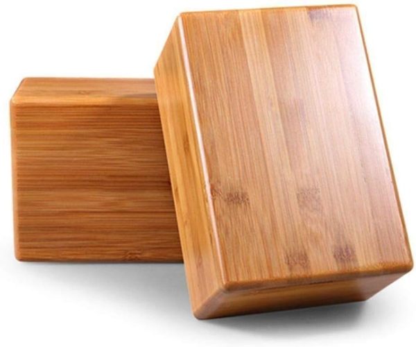 Bamboo Yoga Block (2 PCS), Bamboo Handstand Block,Support Brick to Deepen Poses, Improve Strength and Aid   and Flexibility