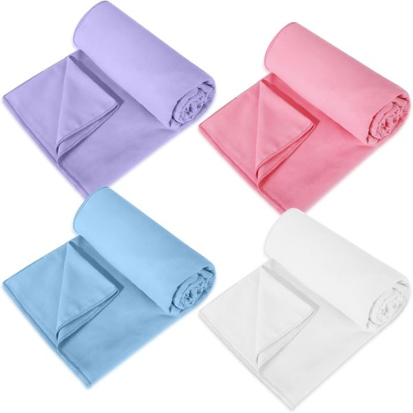 4 Pack 72" x 24" Hot Yoga Towel Non Slip Microfiber Yoga Mat Towel Sweat Absorbent Soft Hot Pilates Mat Towel Yoga Essentials for Hot Yoga Pilates Exercise(Red, Gray, Green, Purple)