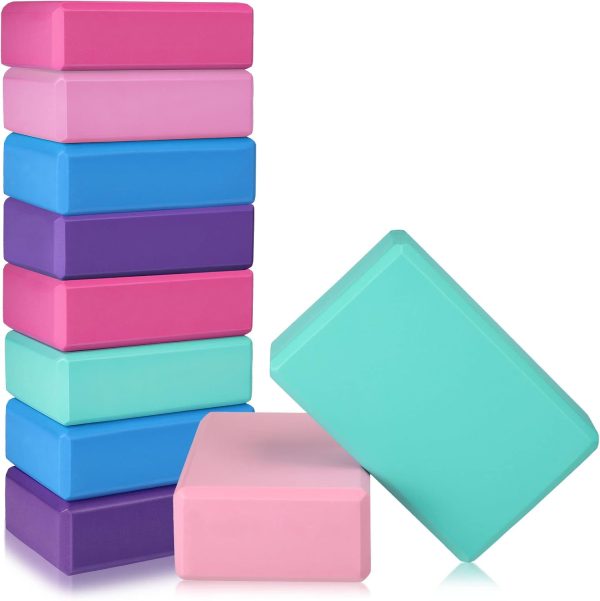 10 Pcs Yoga Blocks Bulk Foam Blocks High Density Foam Brick Yoga Accessories, Improve Strength and Aid   and Flexibility, Supportive Soft Non Slip Surface for Pilates (Multicolor)