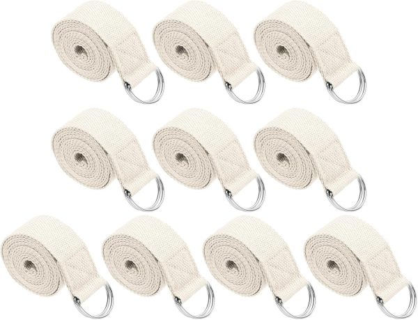Yoga Strap for Stretching, Cotton Yoga Belt with Adjustable Metal D-Ring Buckle Stretch Band for Fitness Pilates