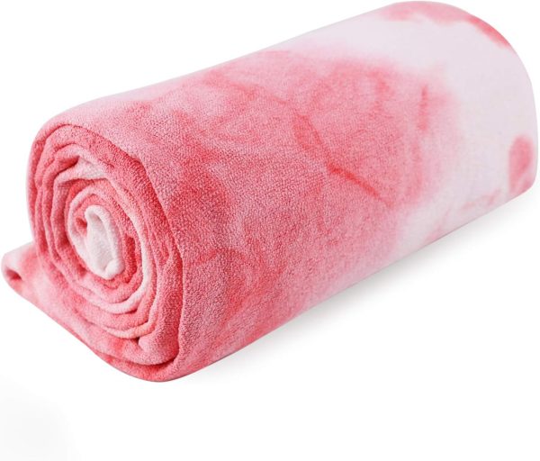 Hot Non Slip Grip Foldable  Yoga Towel, 24in x 72in, Multicolor - Pink