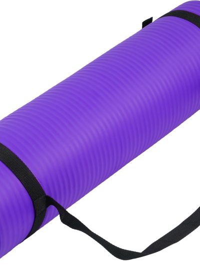 Yoga Mat, 1/2-Inch Extra Thick High Density Exercise Mat, Anti-Tear Exercise Yoga Mat with Carrying Strap, Suitable for Various Yoga Exercises