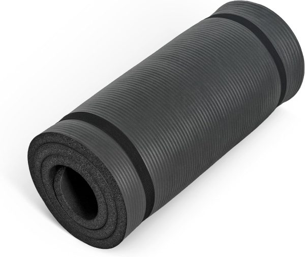 1-Inch High Density Exercise Yoga Mat with Strap | Multiple Colors